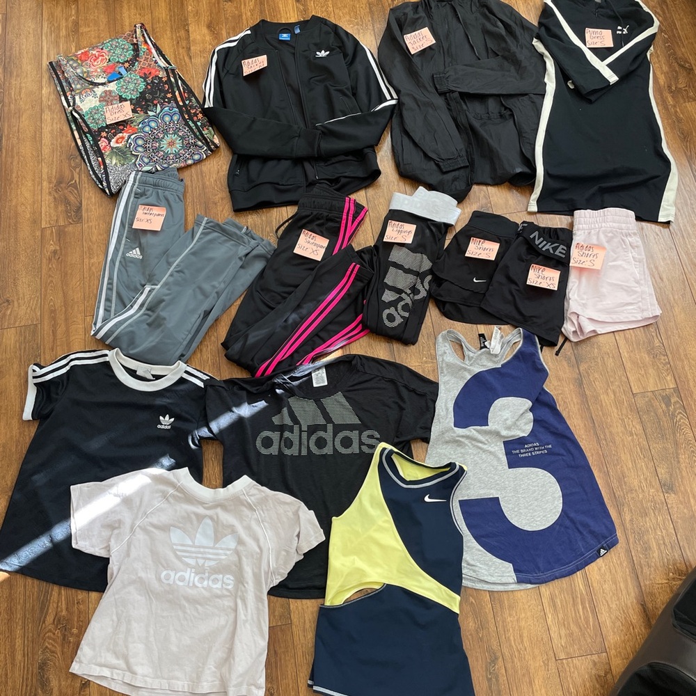BUNDLE: Adidas and Nike Sweatpants Tops Shorts Dresses Sports Clothing Bundle